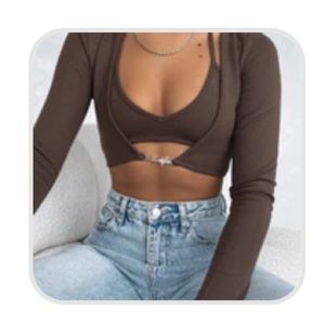 White fox boutique brown top.